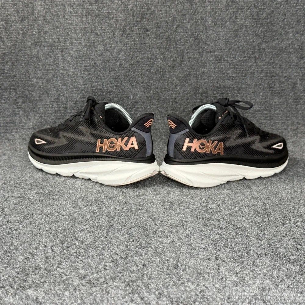 Hoka Clifton 9 Running Shoes Women's 9 Black Rose Gold Athletic‎ Run Training